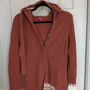 Hooded button sweater